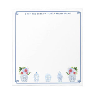 Bloc-note Du Bureau De Chinoiserie Chic Rouge Blanc Bleu