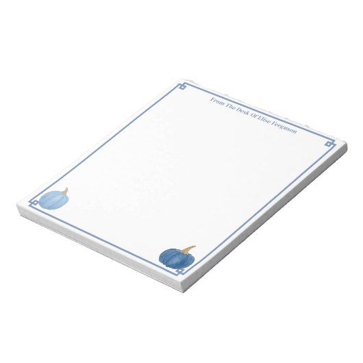 Bloc-note Du Bureau De | Citrouille Bleu Et Blanc Classique (Tourné)