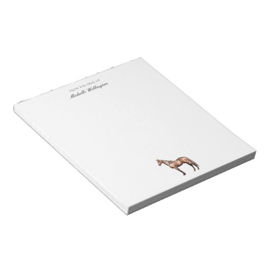 Bloc-note Du Bureau De | Élégant Nom équestre du cheval (Incliné)