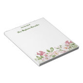 Bloc-note Du Bureau De L'Élégante Aquarelle Florale Rose (Incliné)