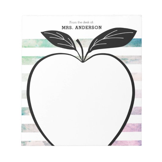 Bloc-note Du bureau de l'enseignant Pomme d'aquarelle rayure (Devant)