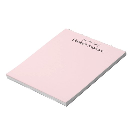 Bloc-note Du bureau de Pale Pink Votre nom Modèle (Tourné)