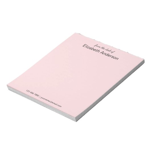 Bloc-note Du bureau de Pale Rose Noir Nom Téléphone E-mail (Tourné)