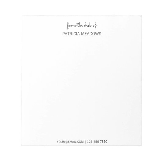 Bloc-note Du Bureau De Personnalisé Nom Moderne Noir Script (Devant)