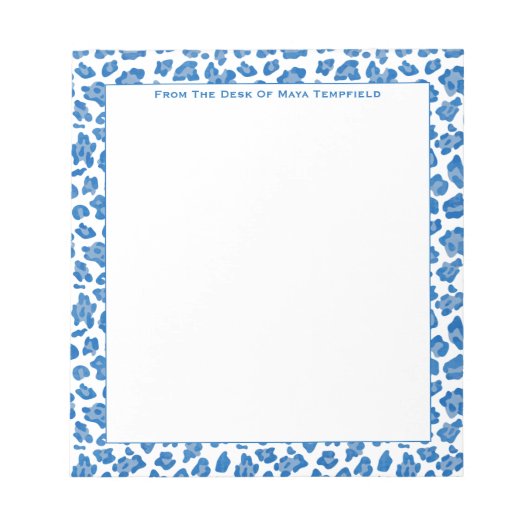 Bloc-note Du Bureau De Preppy Poster de animal Bleu & Blanc (Devant)