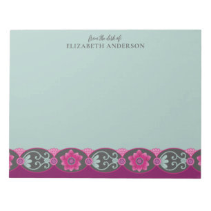 Bloc-note Du bureau de Pretty Teal Floral