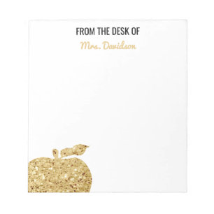 Bloc-note Du Bureau De Professeur Personnalisé Gold Apple