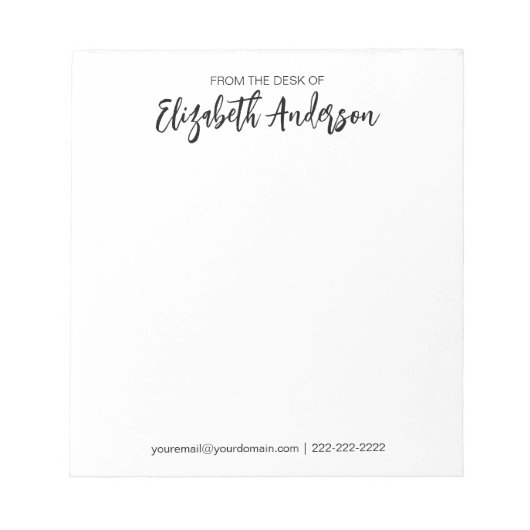 Bloc-note Du bureau de signature de script noir et blanc (Devant)