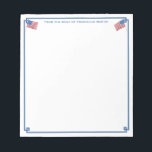 Bloc-note Du Bureau De | Smart All-American Personnalisé<br><div class="desc">Un bloc-notes élégant que vous pouvez personnaliser avec votre propre texte, y compris un nom. Le design comporte une bordure d'angle grecque avec des images de drapeau américain aquarelle (celles-ci ont été peintes à la main par moi avant d'être scannées sous forme numérique). . Vous pouvez modifier la couleur de...</div>