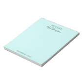 Bloc-note Du Bureau De Turquoise Nom Moderne Script (Tourné)