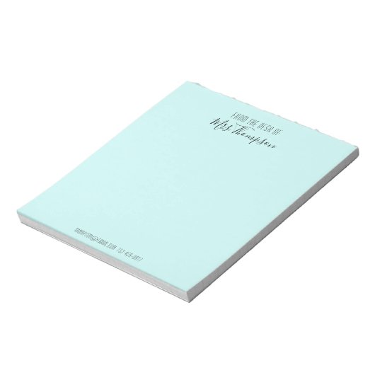 Bloc-note Du Bureau De Turquoise Nom Moderne Script (Tourné)
