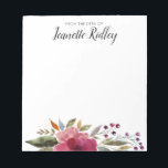 Bloc-note Du Bureau Des Fleurs D'Aquarelle Burgund Modernes<br><div class="desc">Ces beaux blocs-notes floraux sont fabuleux pour attirer l'attention de tous ceux à qui vous écrivez une note. Avec ses fleurs d'aquarelle bordeaux et ses polices de caractères modernes pour personnaliser votre nom,  ils ajouteront une touche merveilleuse à votre bureau.</div>