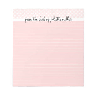 Bloc-note Du bureau du bloc - notes rayé personnalisé, rose