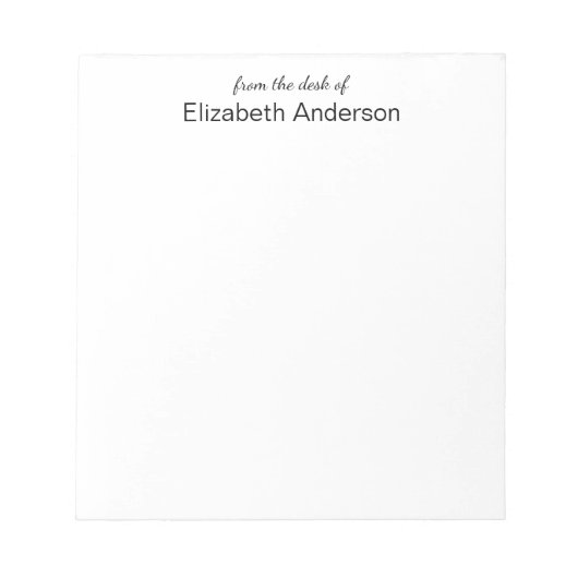 Bloc-note Du bureau du Modèle de nom blanc et noir (Devant)