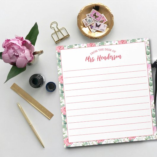 Bloc-note Du Bureau Du Modèle Floral Fille Mignonne