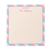 Bloc-note Du Bureau Du Professeur Nom Pink Blue Stripes (Devant)