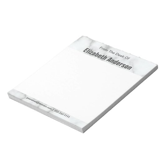 Bloc-note Du Modèle de bureau Elégant Marbre blanc Faux (Tourné)