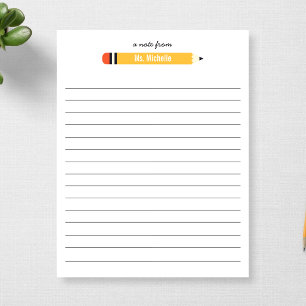 Bloc-note Du nom de l'enseignant Lined 11 x 8,5 Personnalisé