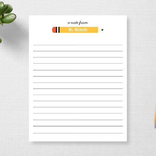 Bloc-note Du nom de l'enseignant Lined 11 x 8,5 Personnalisé