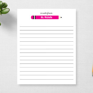 Bloc-note Du nom de l'enseignant Lined 11 x 8,5 Personnalisé