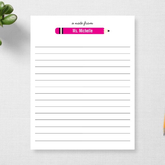 Bloc-note Du nom de l'enseignant Lined 11 x 8,5 Personnalisé