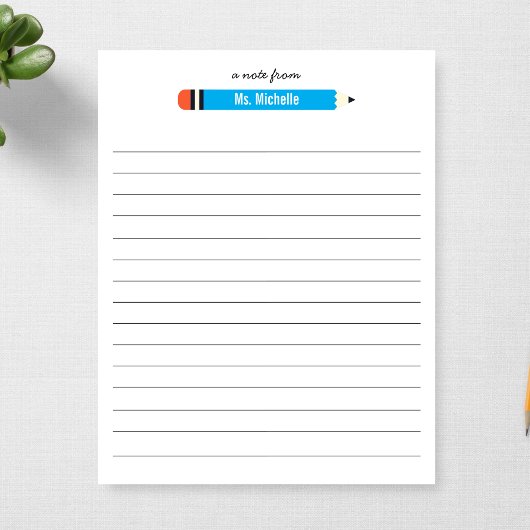 Bloc-note Du nom de l'enseignant Lined 11 x 8,5 Personnalisé