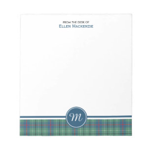 Bloc-note Duncan Clan Ancienne Tartan Monogramme Note Pad