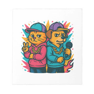 Bloc-note Duo de rap cool chat & chien