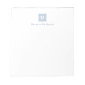 Bloc-note Dusty Blue Moderne Chic Tendance Monogramme Nom (Devant)
