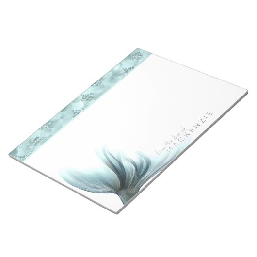 Bloc-note Échelle Sirène Luxe | Aqua Turquoise Mint vert et  (Incliné)