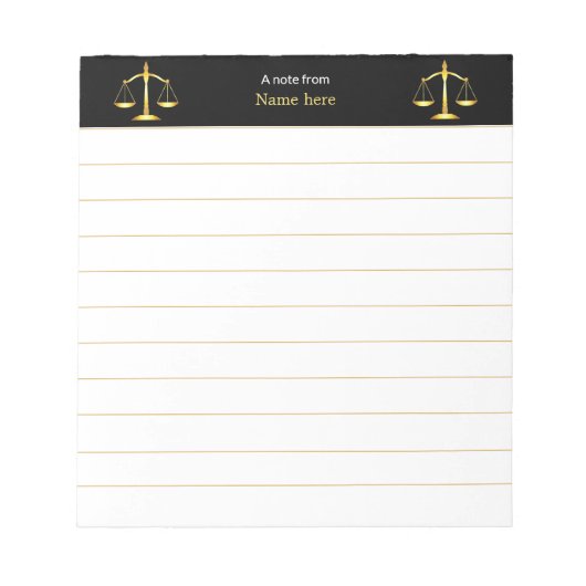 Bloc-note Échelles élégantes de justice alignées (Devant)
