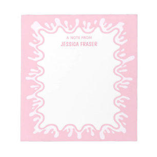 Bloc-note Éclaboussure de milkshake rose personnalisée