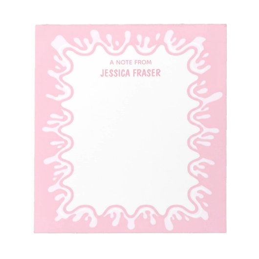 Bloc-note Éclaboussure de milkshake rose personnalisée (Devant)