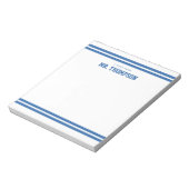 Bloc-note École d'enseignant à rayures bleues (Tourné)