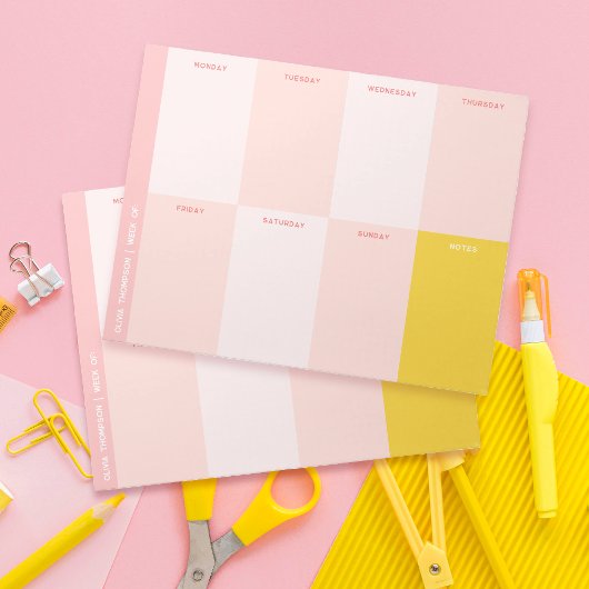 Bloc-note École Rose Cute Planificateur hebdomadaire