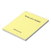 Bloc-note Écrire votre recette simple jaune modifiable (Tourné)