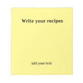 Bloc-note Écrire votre recette simple jaune modifiable (Devant)
