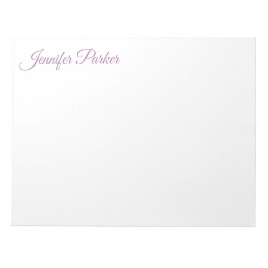 Bloc-note Écriture Classique Votre Nom Féminin Élégant (Devant)