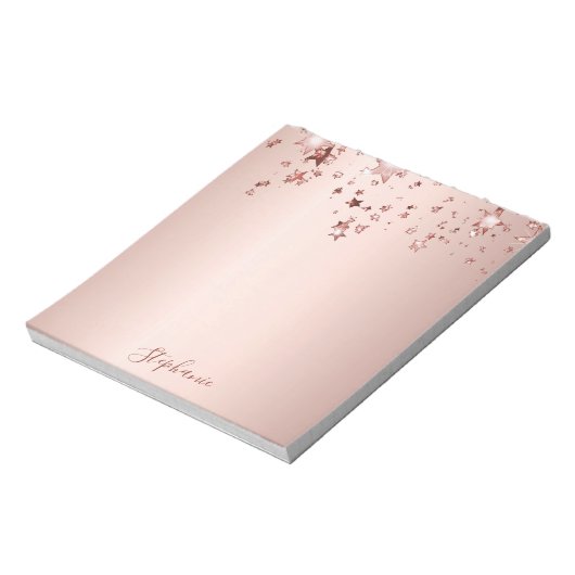 Bloc-note Écriture de nom d'étoiles d'or rose (Tourné)