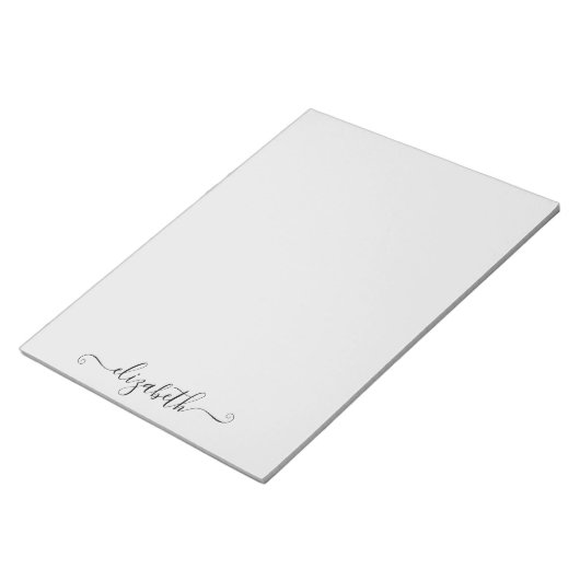 Bloc-note Écriture élégante personnalisée gris clair (Incliné)
