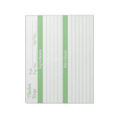 Bloc-note Écriture Élégante Vert Sauge 8.5x11 Recettes (Tourné)