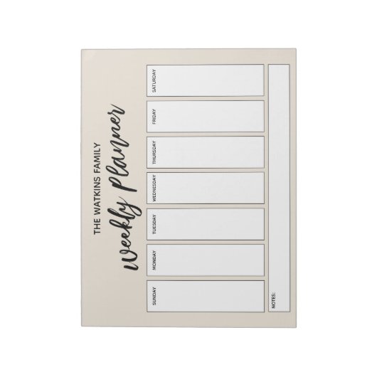 Bloc-note Écriture manuscrite décontractée Simple Planificat (Tourné)