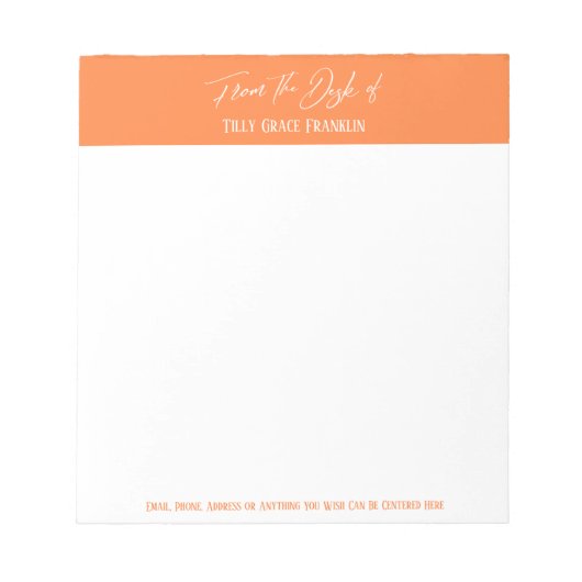 Bloc-note Écriture manuscrite du bureau de Bright Orange Pee (Devant)