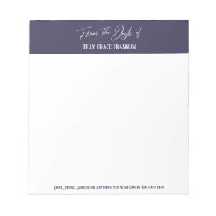 Bloc-note Écriture manuscrite du bureau de foncé Dusty viole