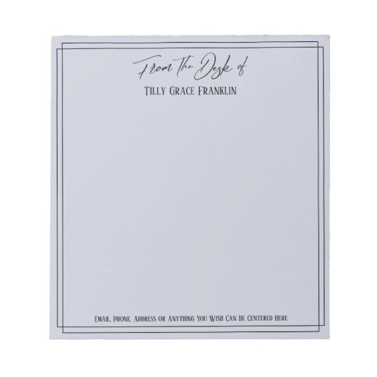 Bloc-note Écriture manuscrite du bureau de Simple Dusty Blue (Devant)