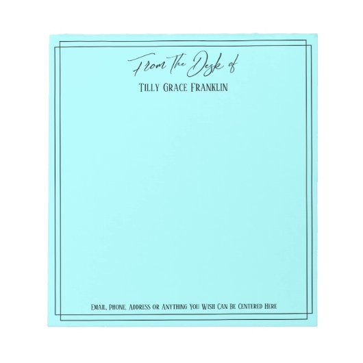 Bloc-note Écriture manuscrite du bureau de Simple Light Aqua (Devant)