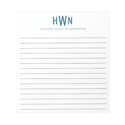 Bloc-note Écriture marine professionnelle à monogramme pour (Devant)