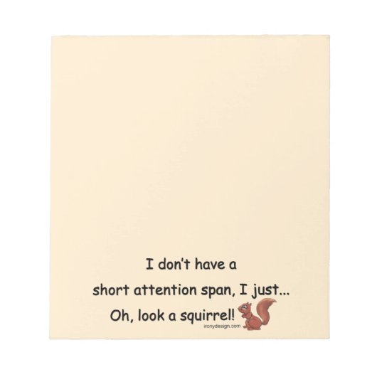 Bloc-note Écureuil à courte attention (Devant)