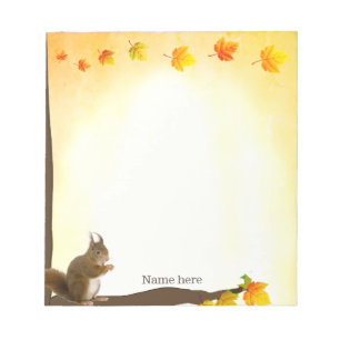 Bloc-note Écureuil mignon et feuilles d'automne