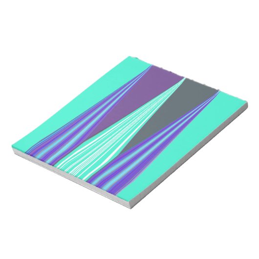 Bloc-note Edgy Blue Purple Cyan Chevron Art Imprimer (Tourné)